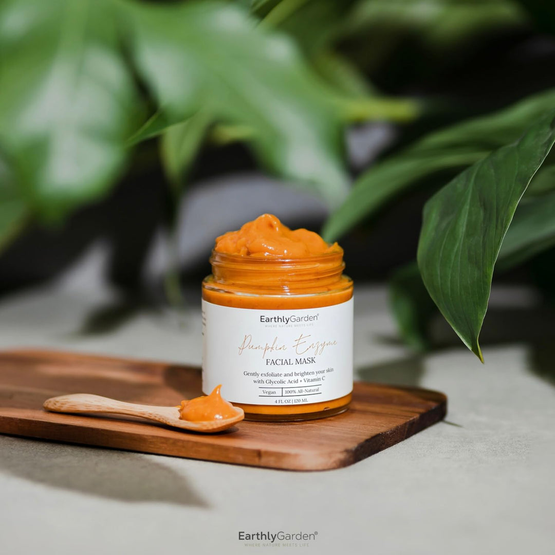 EarthlyGarden Máscara facial exfoliante con enzima de calabaza, tra...