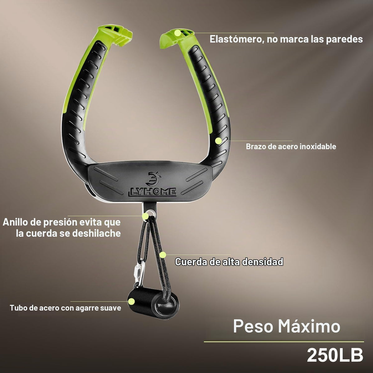 Barra de dominadas portátil para puerta, 2 asas independientes, diseño sin tornillos