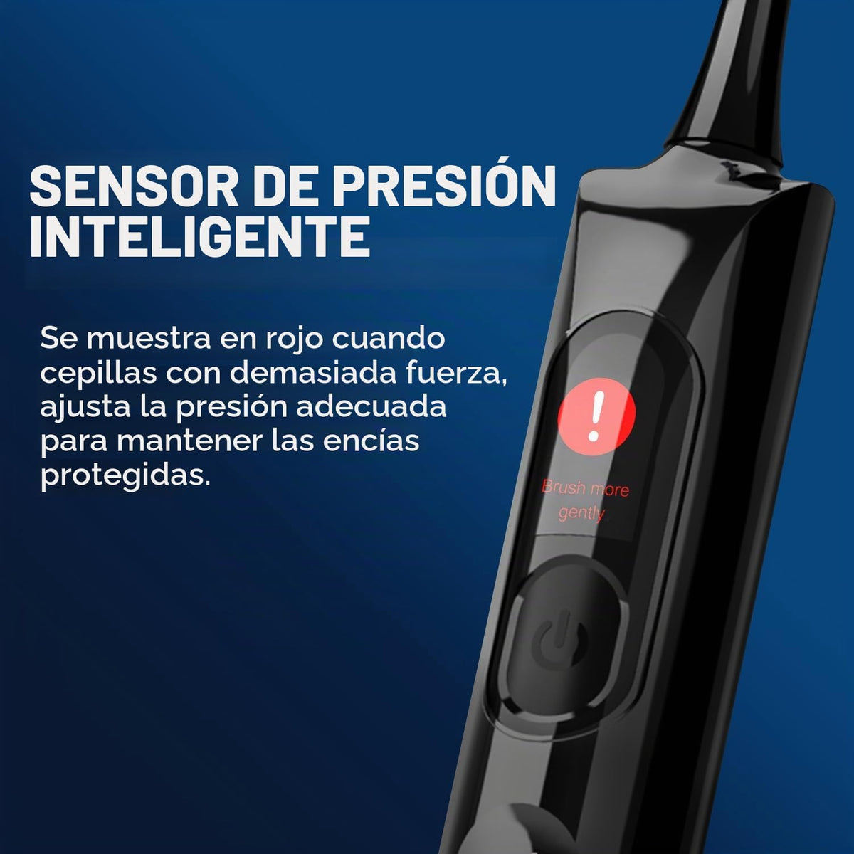 Cepillo de dientes eléctrico con sensor de presión, negro