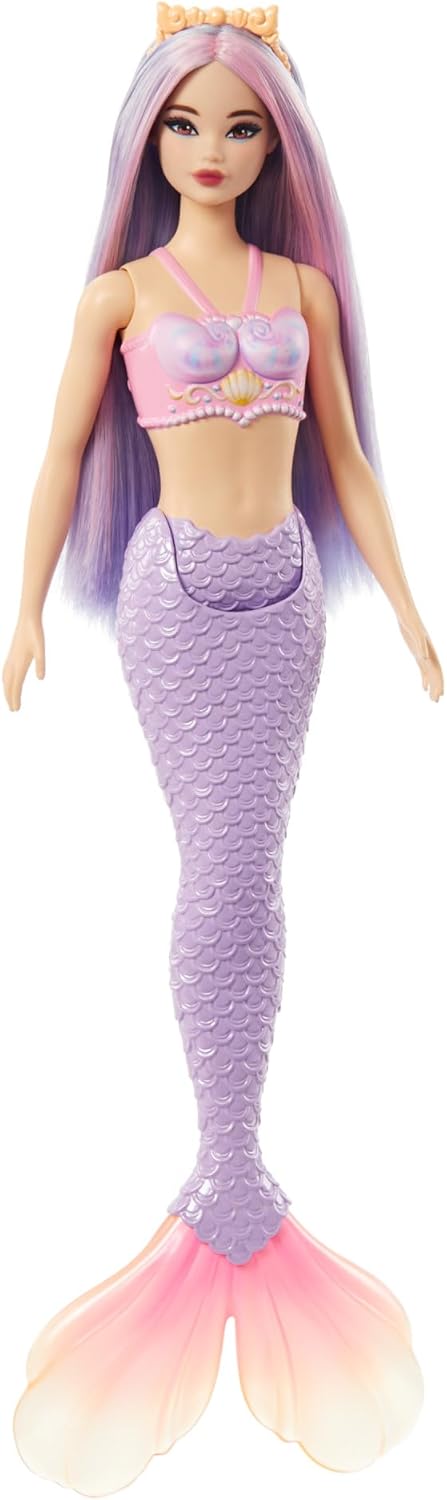 Barbie Muñeca de sirena con accesorio de pelo y diadema de