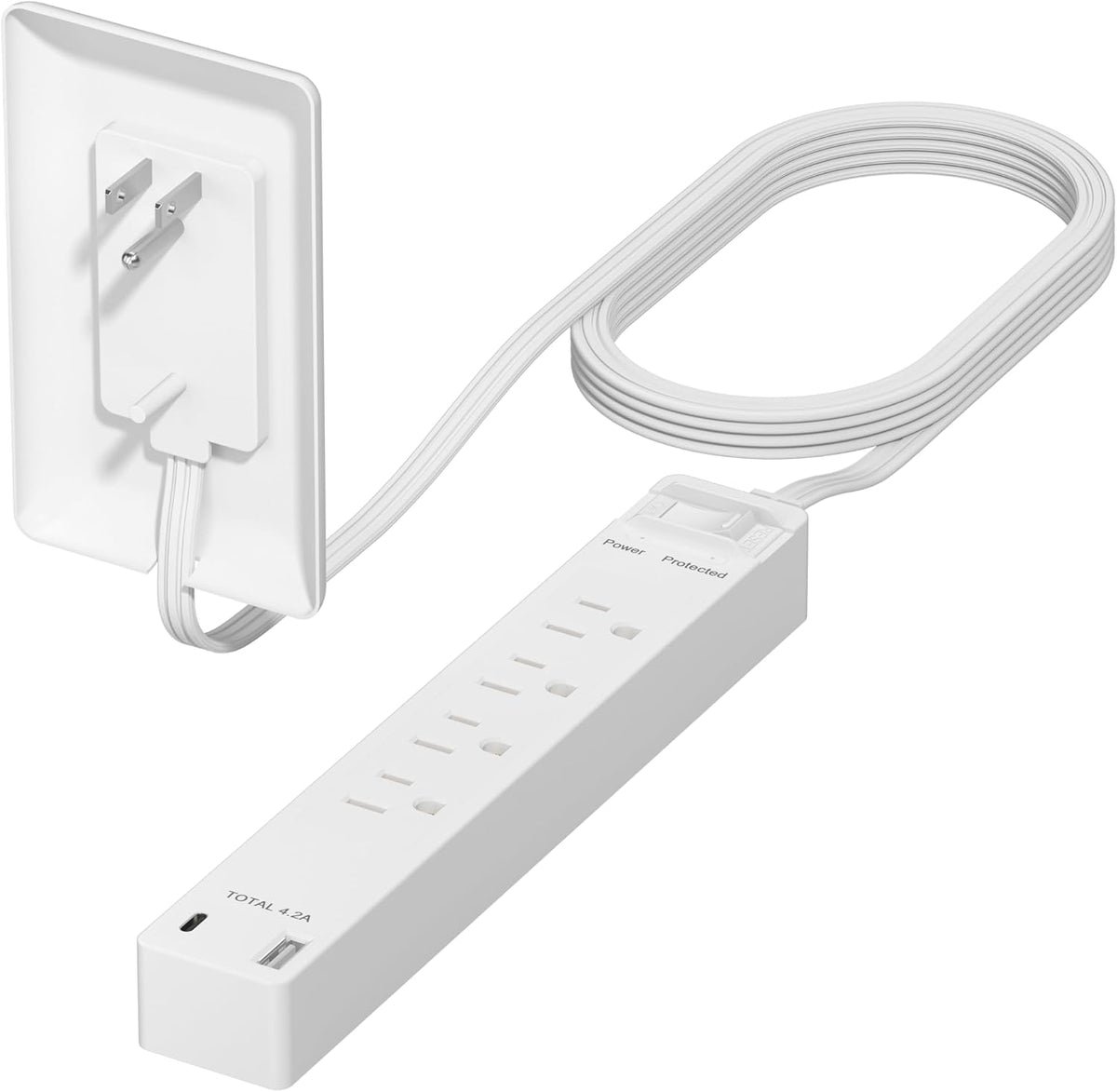 LIDER Extensor de salida protegido contra sobretensiones, 1 USB-A y 1 USB-C