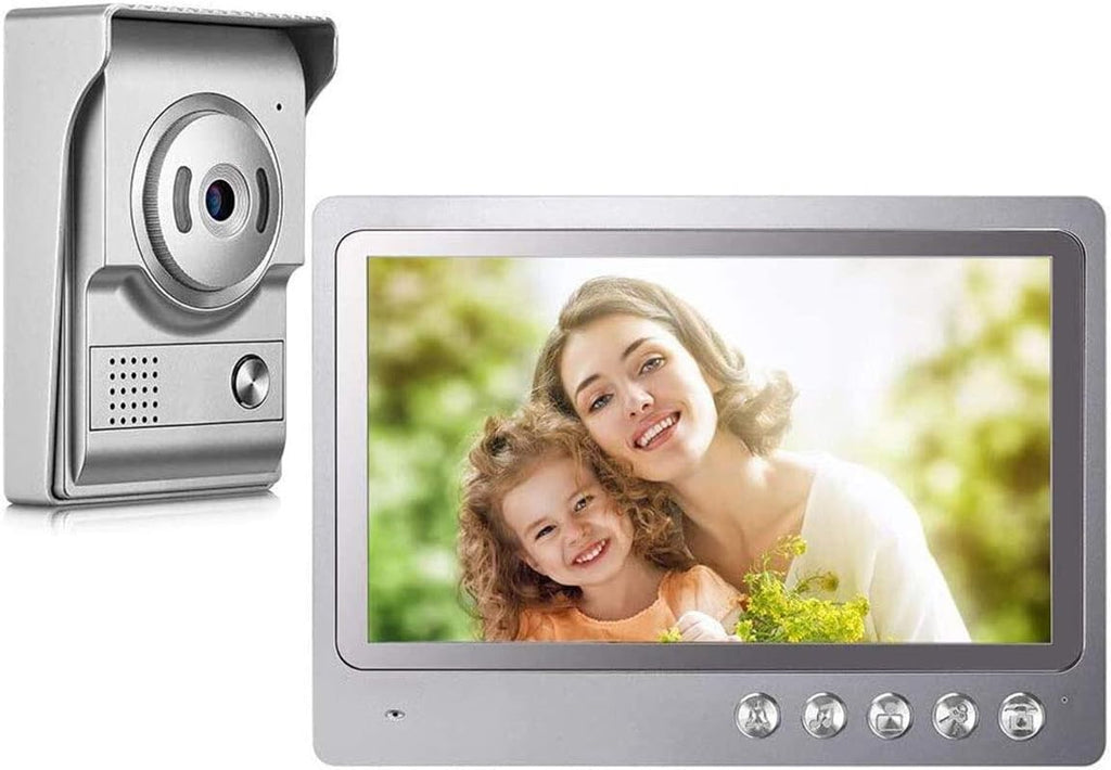 Sistema de video portero, monitor de 9 pulgadas para timbre de video con cable, timbre con cámara y monitor compatible con visión nocturna, desbloqueo, monitoreo, doble vía para villa, hogar