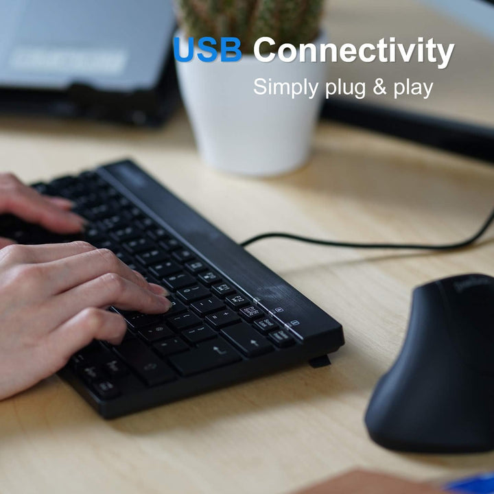 Perixx PERIBOARD-426 - Teclado con cable mini de perfil bajo (USB c...