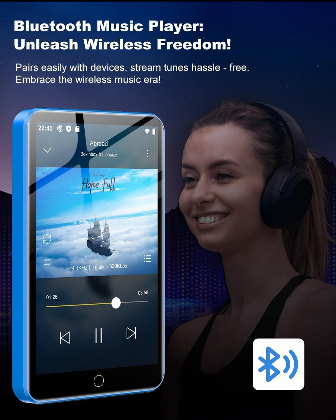 Reproductor de MP3 con Bluetooth y WiFi, 80 GB de almacenamiento y...