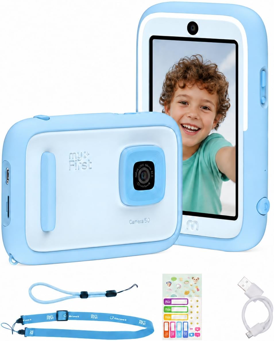 myFirst Camera 50 - Cámara AI para niños con doble lente de 20 MP, color azul
