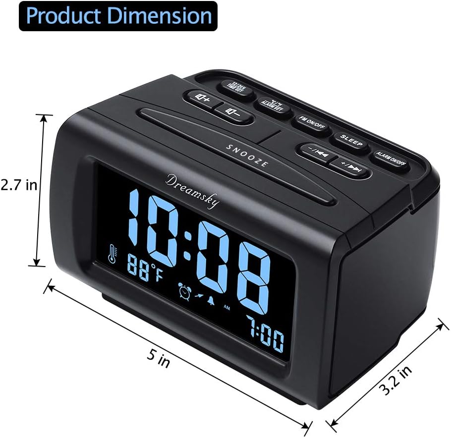 DreamSky Radio despertador para dormitorios con batería de respaldo