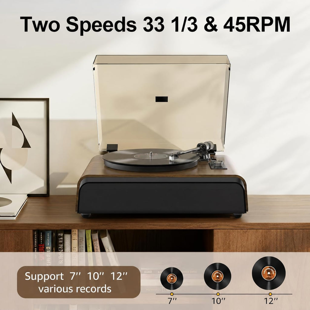Reproductor de discos de vinilo 2.1 de 40 W, subwoofer de 4