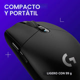 Logitech G 305 LIGHTSPEED - Mouse inalámbrico para juegos, sensor H...