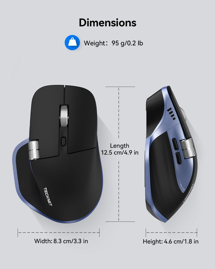TECKNET Ratón inalámbrico, ratón Bluetooth (BT5.3\/5.0 y 2.4G) Rató...
