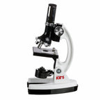 Amscope M30-ABS-KT1-W microscopio educativo para niños, base y brazo de metal, objetivos de 120X, 240X, 300X, 480X, 600X, 1200X, 48 piezas