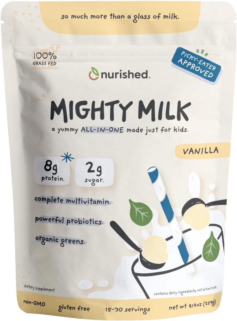 Nurished Vanilla Mighty Milk - Proteína diaria todo en uno para niñ...