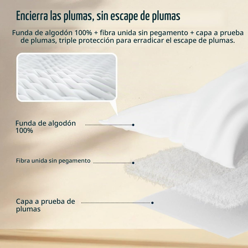 Pacific Coast Almohadas prémium de plumas de ganso y plumón tamaño King, paquete de 2, colección de calidad de hotel, almohada de firmeza media para personas que duermen de lado y espalda