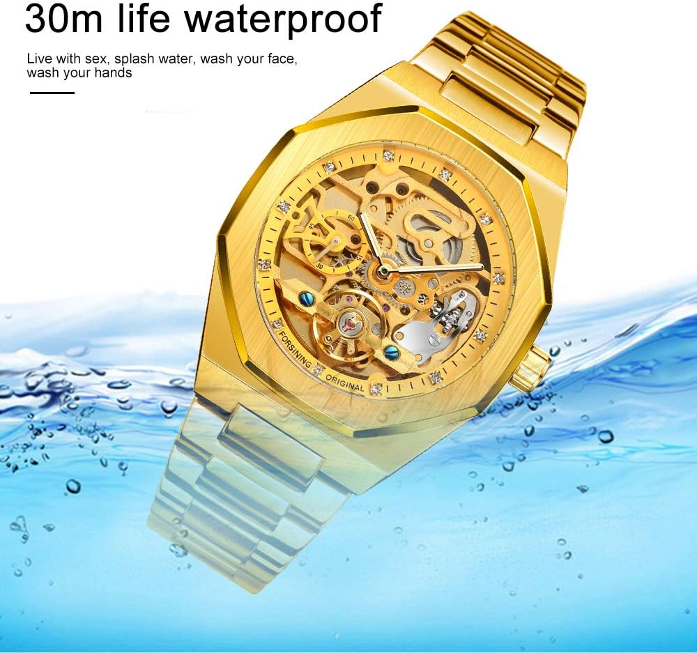 Tiong Fashion Relojes para Hombre Marca Top Lujo Automático Mecánico Acero Inoxidable Reloj de Pulsera Skeleton de Negocios y Moda