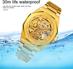 Tiong Fashion Relojes para Hombre Marca Top Lujo Automático Mecánico Acero Inoxidable Reloj de Pulsera Skeleton de Negocios y Moda