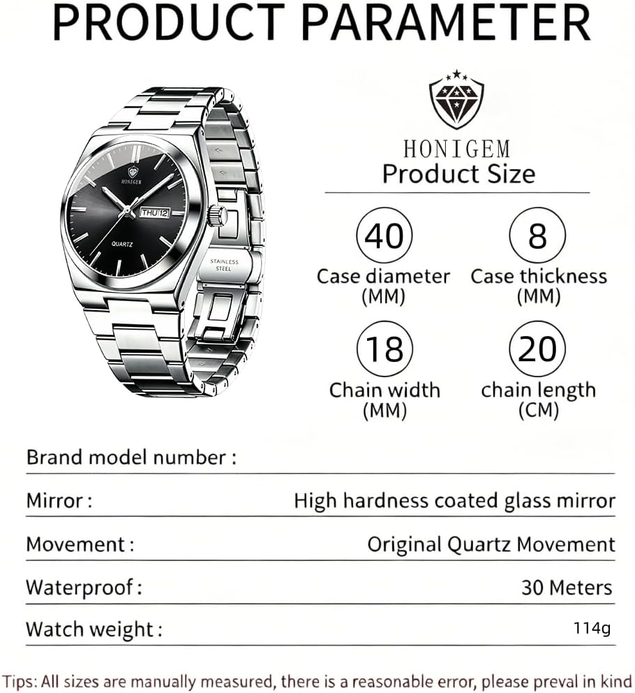 Relojes de negocios de cuarzo de acero inoxidable de cara grande de