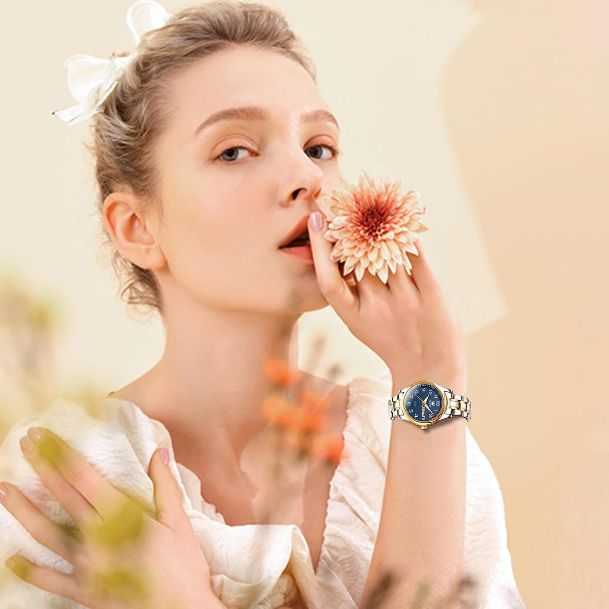 OLEVS Reloj de Lujo para Mujeres, Modo Pequeño de Muñeca, Acero Inoxidable, Reloj para Damas, Calendario