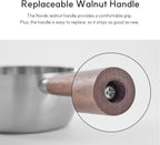 Mod Pot - Olla de cocina de acero inoxidable de 5 capas, 2 juegos de 7.9 in, 6.3 in, mango de madera, multiusos, cocina pequeña, todas las estufas compatibles con inducción, aptos para