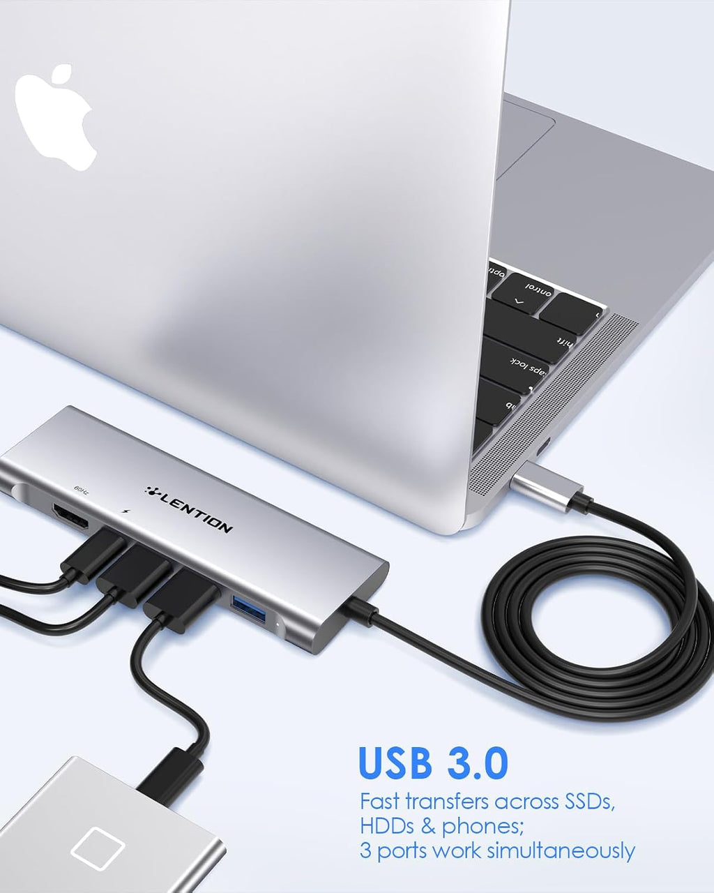 LENTION, CB-TP-C36pHCR-1M-GRY, hub USB 3.0