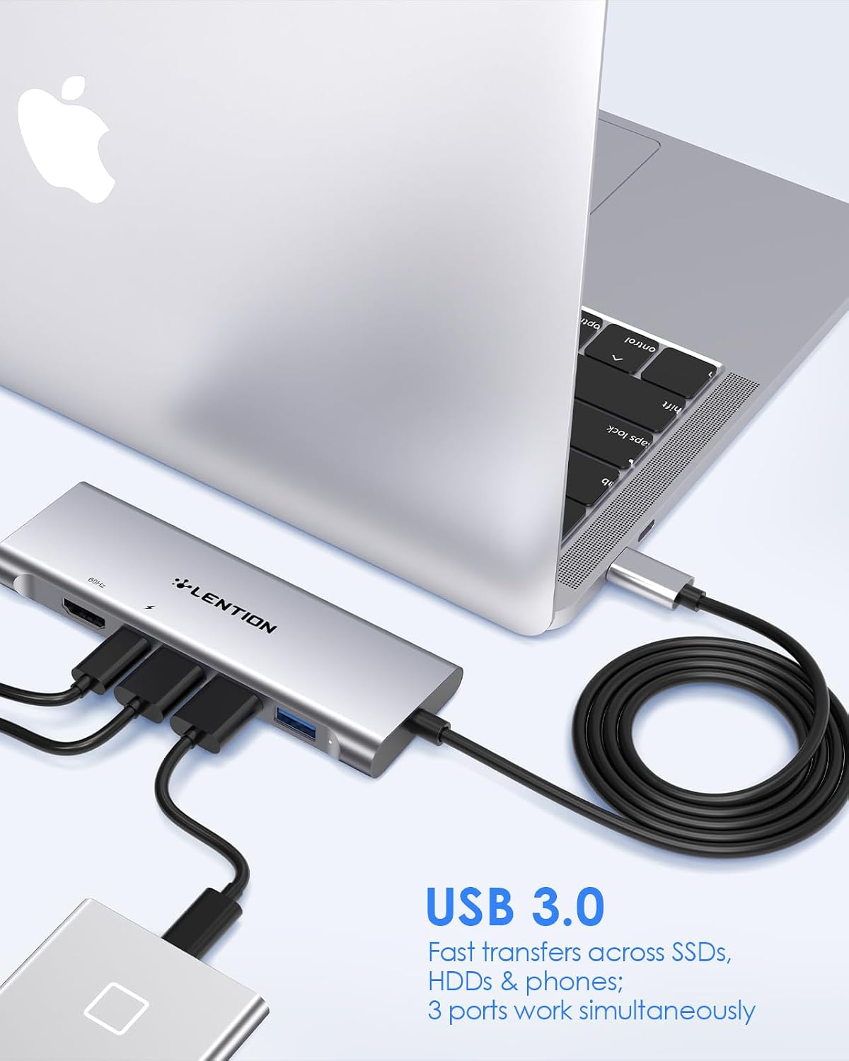 LENTION, CB-TP-C36pHCR-1M-GRY, hub USB 3.0
