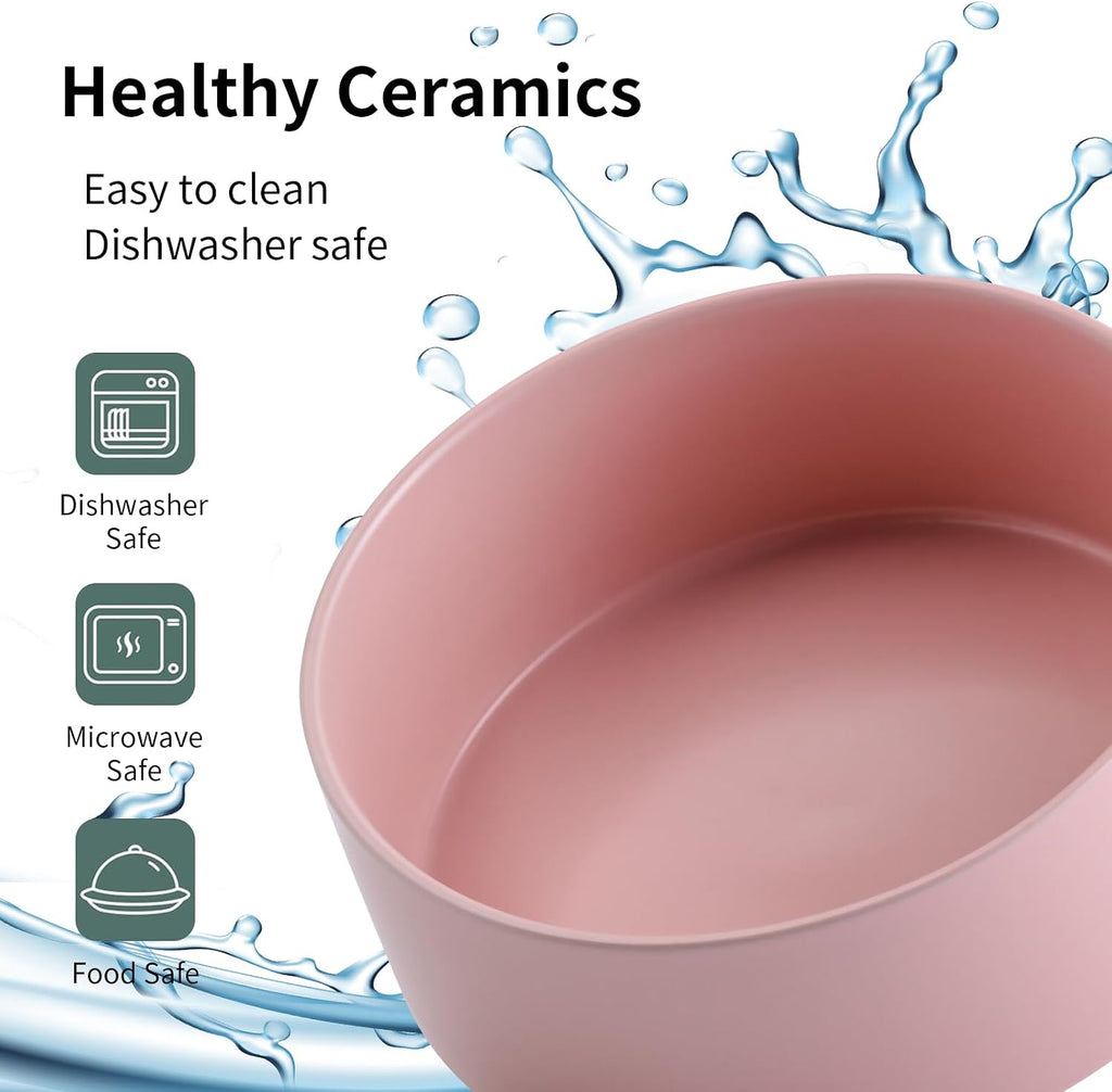 Tazón de cerámica elevado y elevado para perros de razas pequeñas y medianas, cuenco de agua con soporte, plato de alimentación de mascotas pesado antideslizante de 6 pulgadas, 3.6 tazas