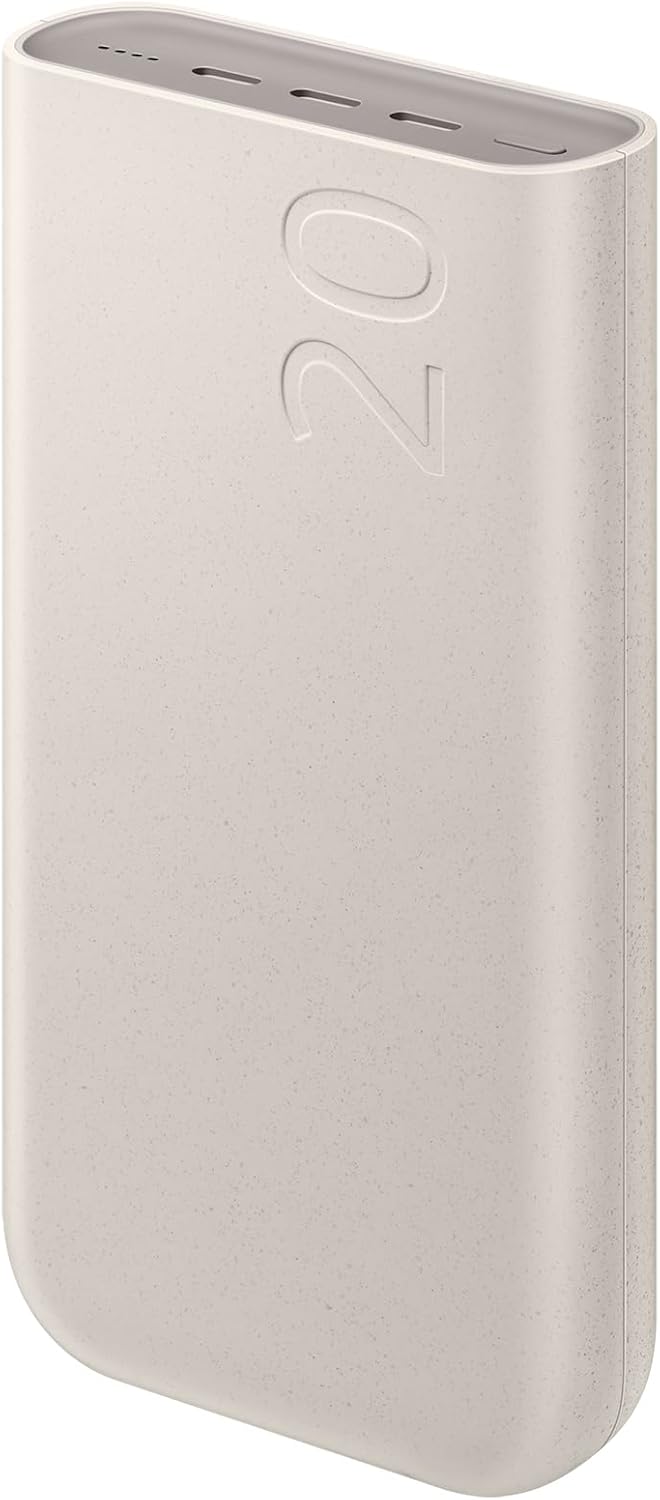 Samsung Cargador portátil 20.000 mAh Power Bank carga súper rápida 45W, 3 puertos USB-C, beige