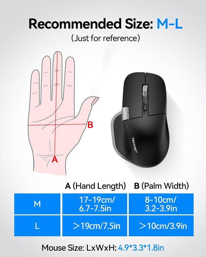 TECKNET Ratón Inalámbrico, Ratón Bluetooth (BT5.0\/5.0 &amp; 2.4G)...