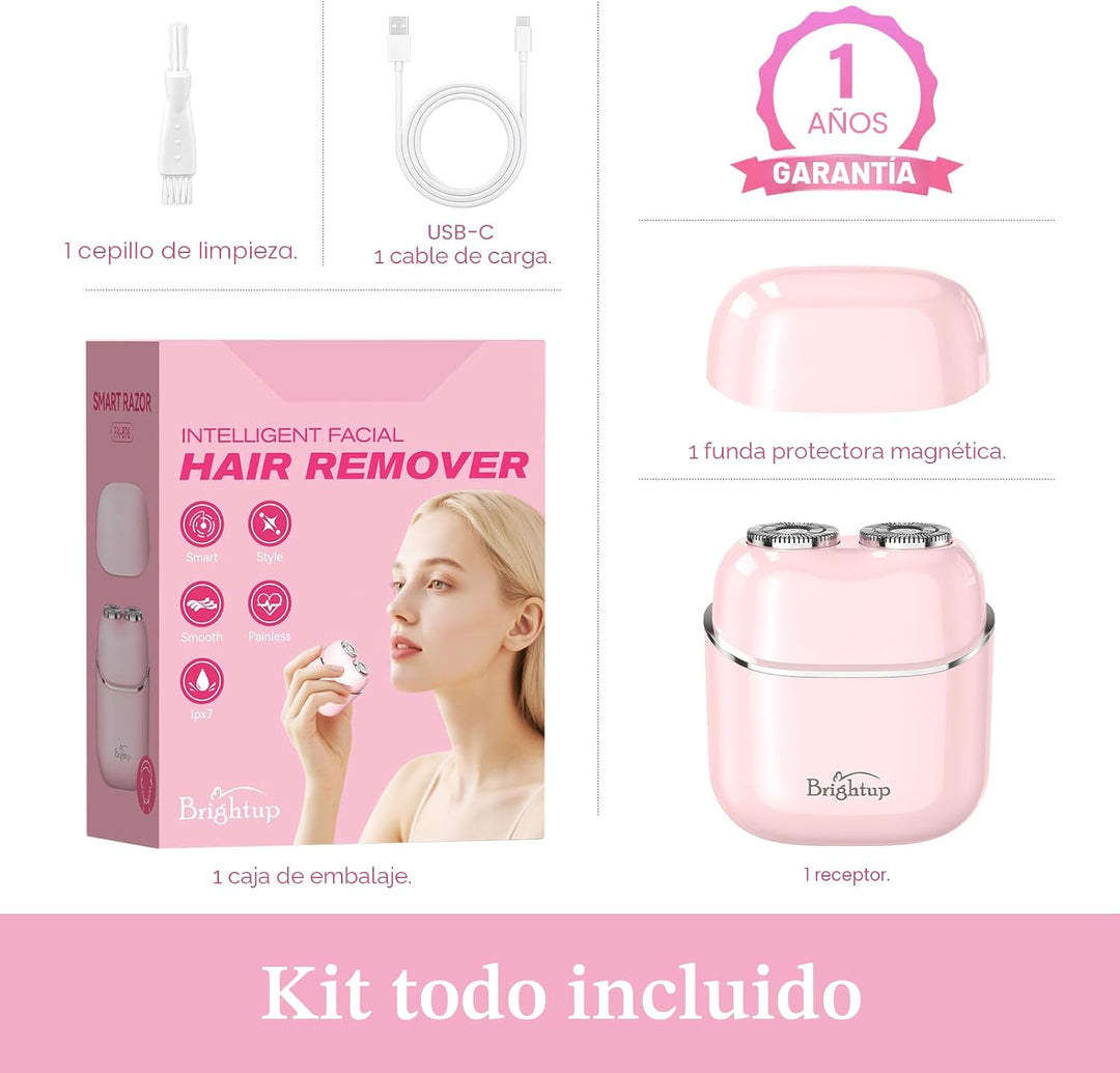Brightup - Depilación facial para mujeres, afeitadora eléctrica sin...