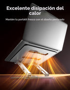 Soporte para Laptop para Escritorio Rotación Flexible 360°, Elevador de Laptop Ergonómico Ajustable con Soporte de Doble Barra, Soporte Portátil para Laptop para MacBook Air Pro, Dell XPS, HP