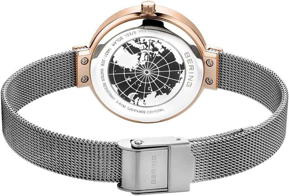 Reloj Bering para mujer con movimiento solar - Colección Solar con acero inoxidable y cristal de zafiro 14631-XXX Pulseras de reloj