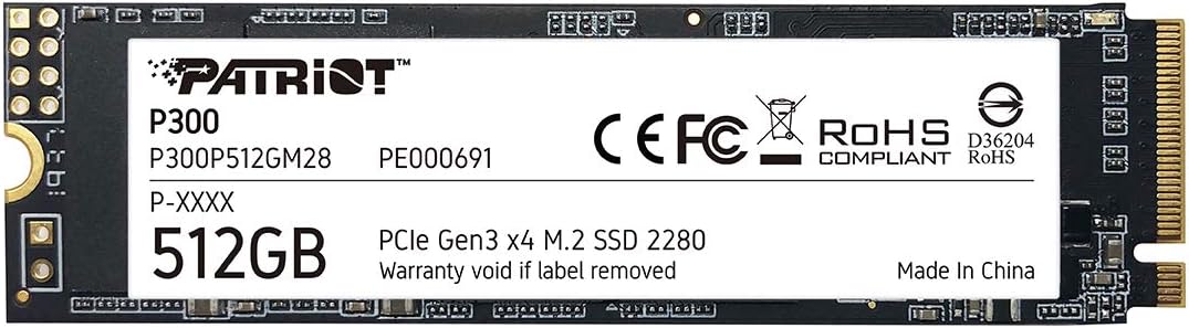 Patriot P300 M.2 PCIe Gen 3 x4 512GB SSD de Bajo Consumo de Energía
