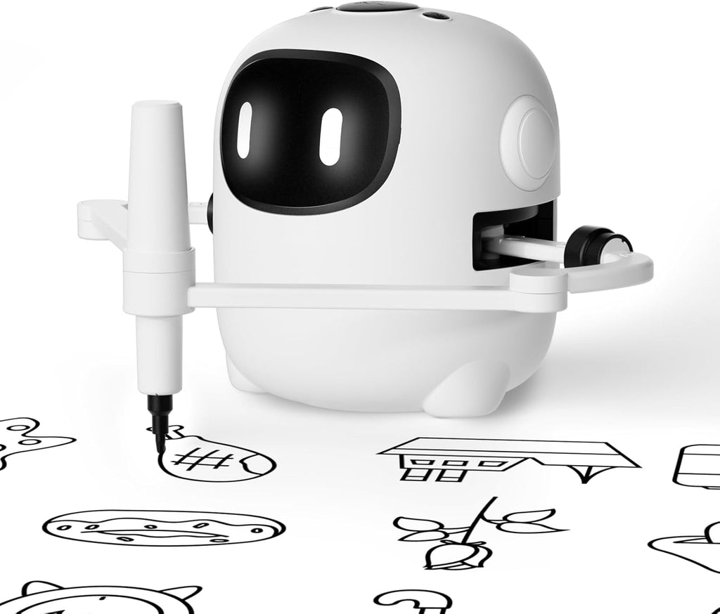RIVGOT Robot de dibujo para niños con 150 tarjetas, máquina de dibujo educativo interactiva por voz, juguetes de aprendizaje de pintura Montessori para niños de 3, 4, 5, 6, 7, 8 años, fiesta de