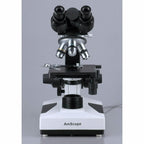 AmScope - Microscopio binocular de compuesto biológico 1600X + 50 portaobjetos + 100 cubreobjetos - B490A-50P100S