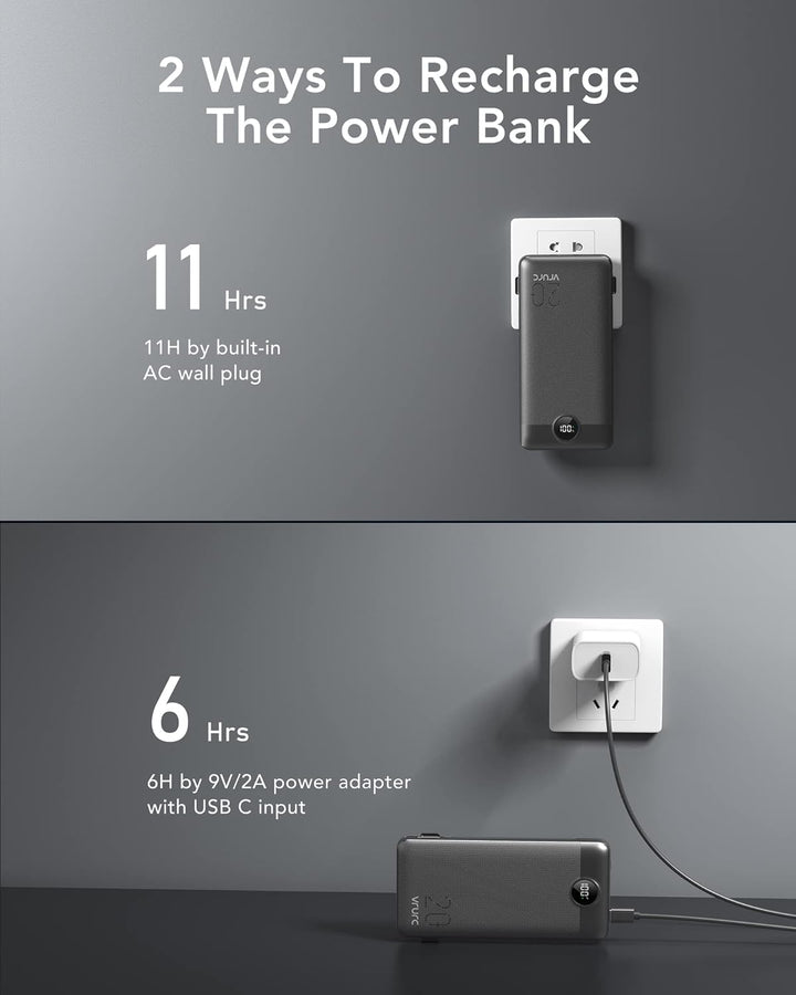 VRURC Cargador portátil de 20000mAh, banco de energía de carga rápi...