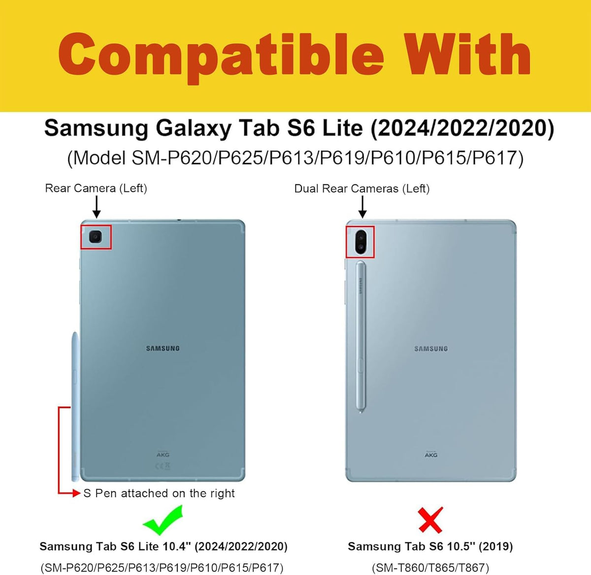 Funda Samsung Galaxy Tab S6 Lite, 10.4 Tablet 2024 2022 2020 - Negro