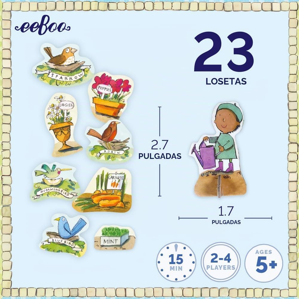 eeBoo - Juego de mesa Gathering a Garden, conteo de plantas, edades de 5