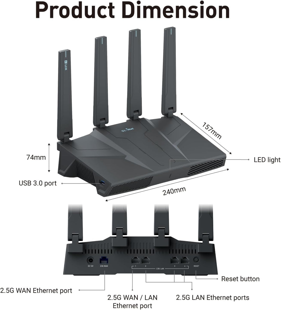 GLiNet GL-BE6500 Router WiFi 7 enrutador WiFi de alta