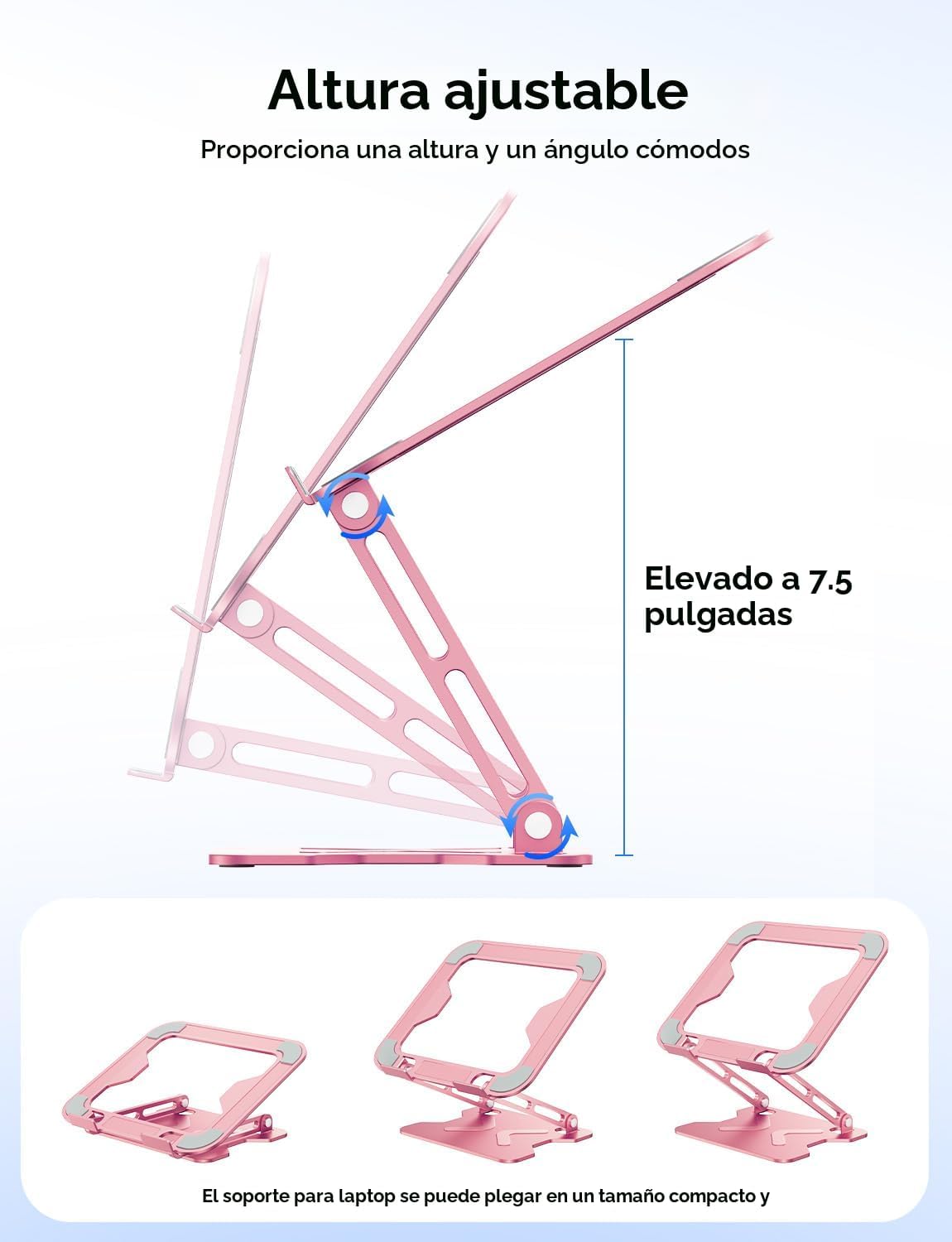 JCZT Soporte ajustable para laptop para escritorio, elevador plegab...