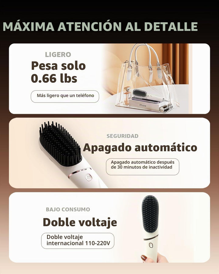 Cepillo alisador de cabello, alisador de pelo iónico portátil para...