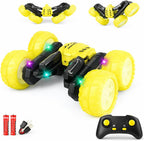 Coche de control remoto para niños, auto de acrobacias giratorio de 360°, conducción de doble cara, auto RC de 2.4 GHz, juguete todo terreno recargable, ruedas LED brillantes con proyección
