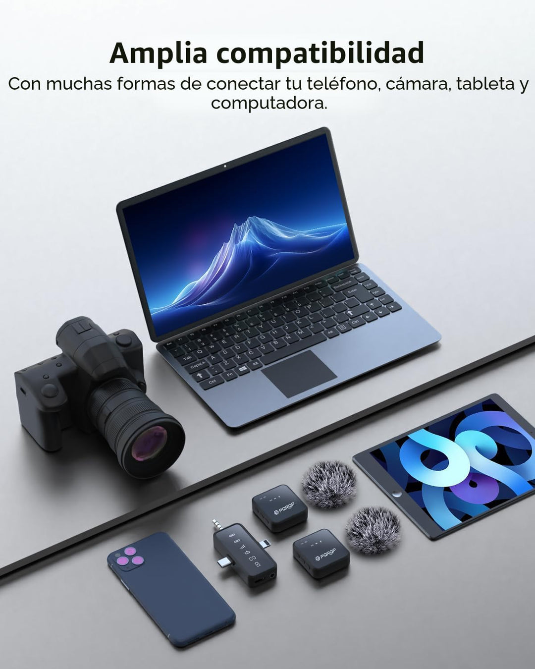 PQRQP, micrófono 3 en 1 para iPhone\/Android\/cámara, inalámbrico,...