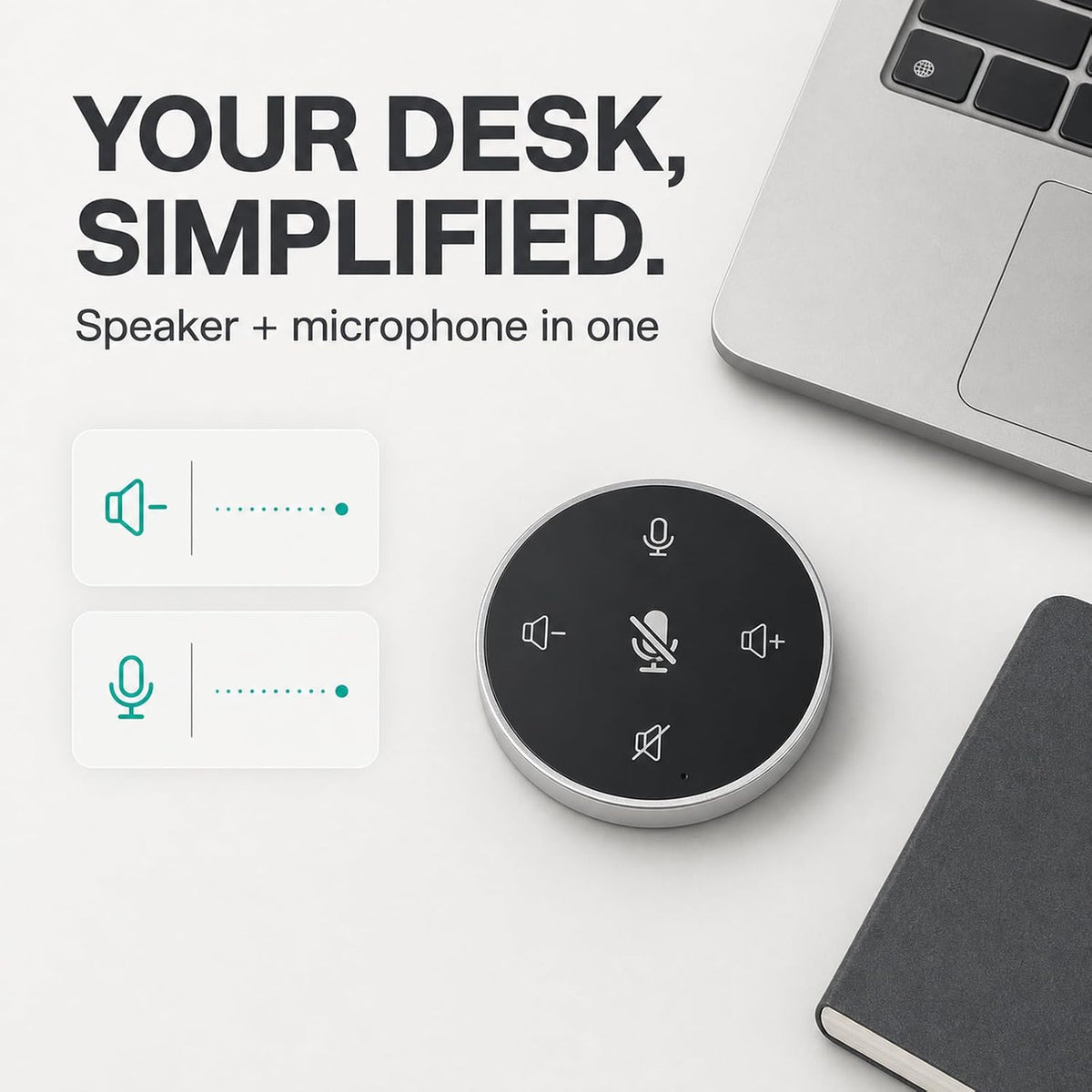 Altavoz de conferencia para PC y portátil, altavoz de conferencia USB con micrófono, reducción de ruido AI, captación de voz de 360 grados, Plug and Play, compatible con Zoom, Microsoft Teams