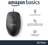 Amazon Basics Ratón de computadora USB con cable de 3 botones, colo...