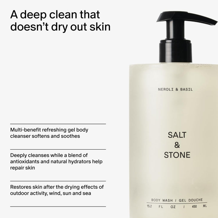 Salt &amp; Stone - Gel de ducha corporal con antioxidantes para una...