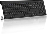 Teclado inalámbrico, 2.4G USB delgado silencioso sin cables para Wi...