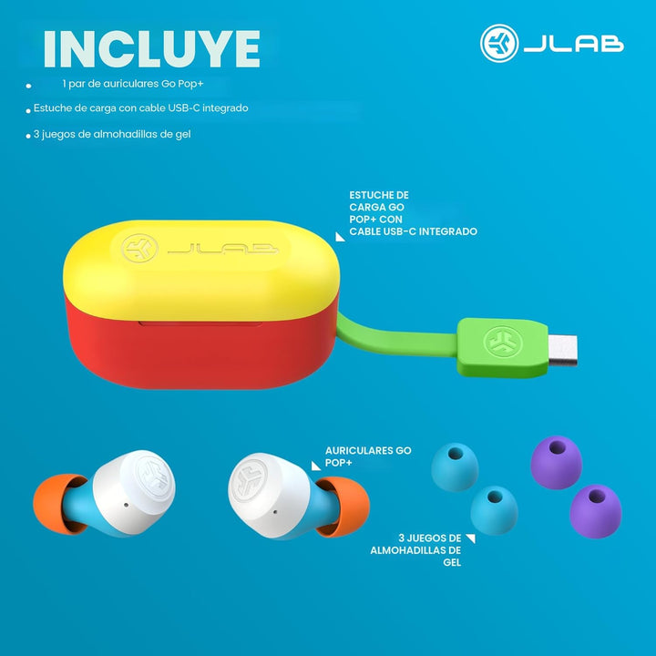 JLab Go Air Pop+ Auriculares inalámbricos verdaderos, auriculares i...