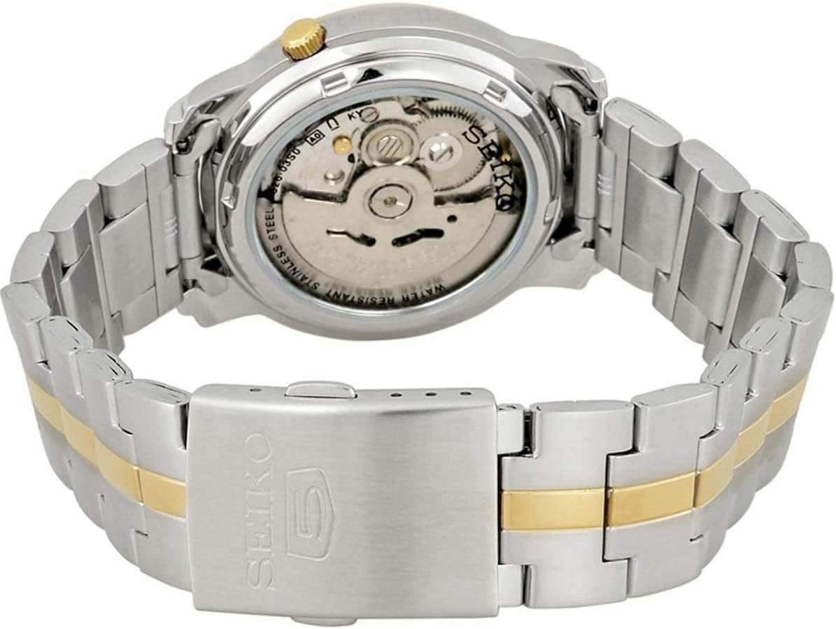 SEIKO Reloj automático para hombre con esfera blanca serie 5 SNKL84K1, Azul, Reloj automático
