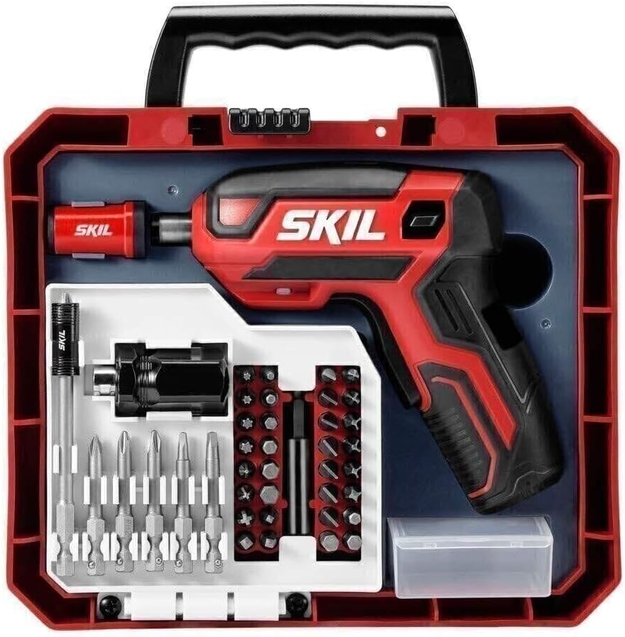 SKIL Destornillador inalámbrico recargable de 4 V con juego de 42 puntas, cargador USB y estuche de transporte - SD5618-03