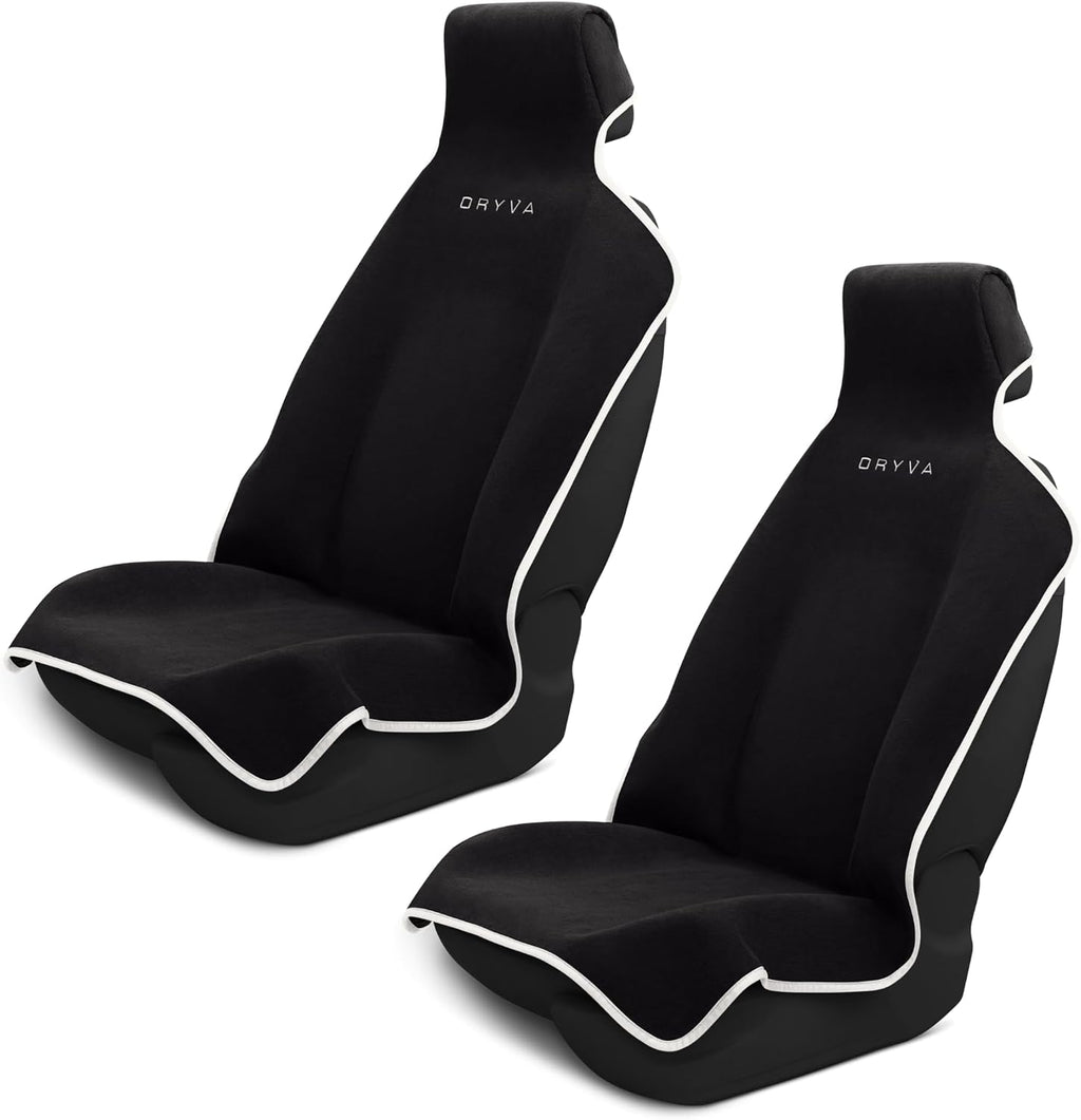 Asiento - Toalla de microfibra premium para asiento de automóvil, impermeable y resistente al sudor, ajuste universal, lavable a máquina, antideslizante, protector de asiento para automóvil, camión, SUV, camioneta (negro, paquete de 2)