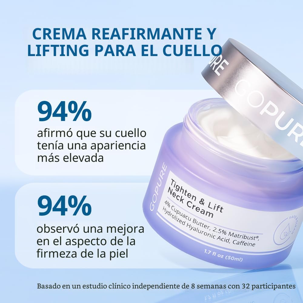 goPure Crema para apretar y levantar el cuello, clínicamente probada