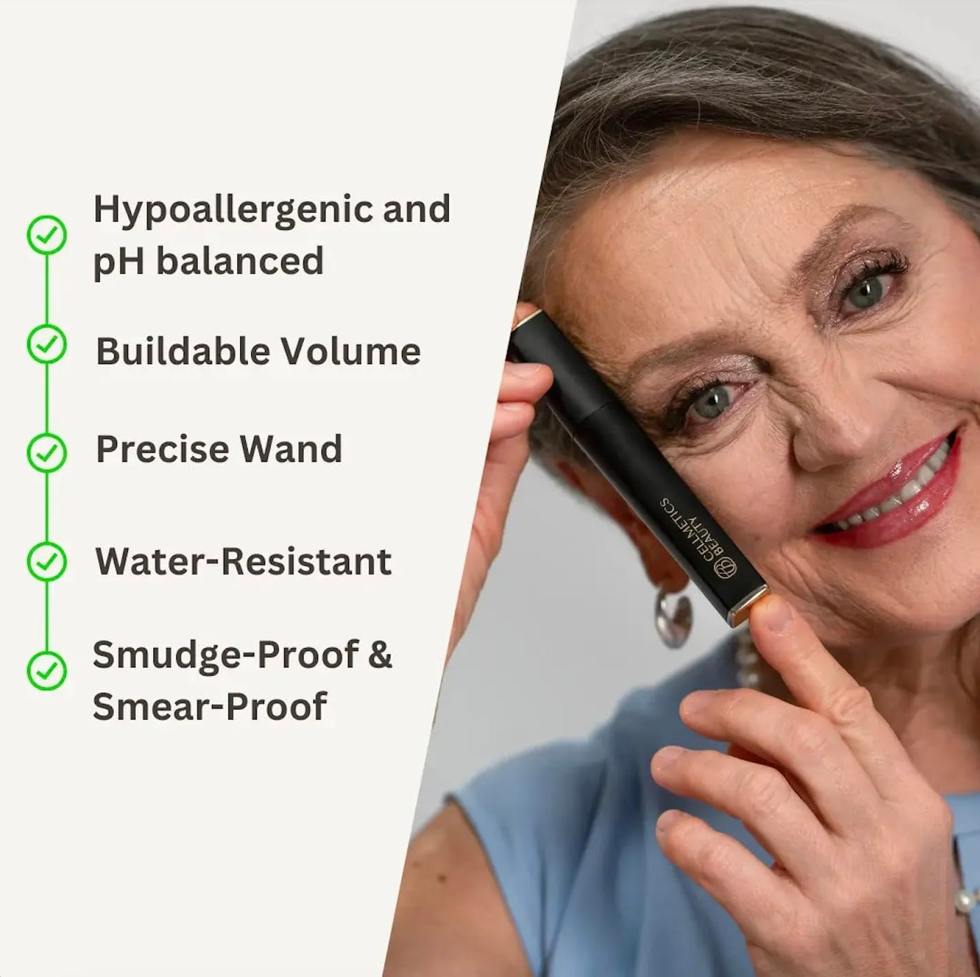 Cellmetics Mascara for Older Women 60 Plus, Volumizing &amp; Length...